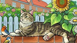 Lazy Cat Meets Feathered Friends 🐦 | Relaxing Zen Color Art #shorts