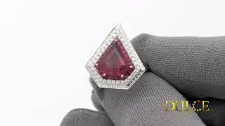 Red Spinel Halo Ruby Diamond Ring