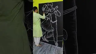 Romantic Dance Couple Drawing 🤍✨ | White Chalk Art #shorts #couple #art #drawing