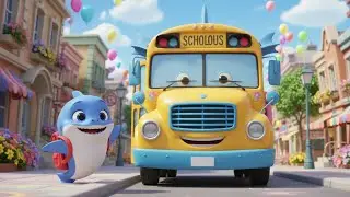 🎵 Baby Shark School Bus Ride Adventure | kids nursery rhymes | Baby Song, School Bus Cartoon 🚌🦈