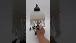 Vintage Victorian Boudoir Lamp Brass Glass Beaded Fringe Shade&nbsp;Marbled Design***Sold