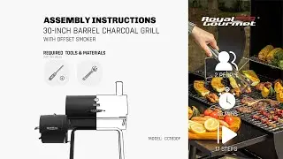 Royal Gourmet&reg; CC1830F 30-INCH BARREL CHARCOAL GRILL WITH OFFSET SMOKER | Assembly Instructions