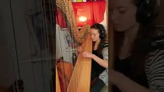 Jamming with a loop station, a harp and harmonies #shorts