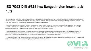 ISO 7043 DIN 6926 hex flanged nylon insert lock nuts