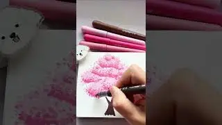 How to draw cherry blossom tree #art #painting #drawing #howtopaint  landscape