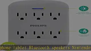 Philips 6-Outlet Extender Surge Protector, 900 Joules, 3-Prong, Space Saving Design, Protection Ind