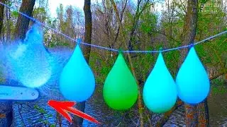 CHAINSAW VS AIR MARBLES WITH WATER!!!