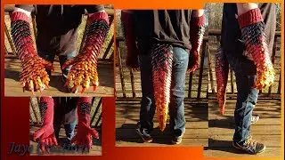 Dark Fire Large Clawed Gauntlets and Medium Tail Set - JayeCreations