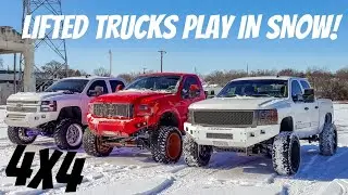 LIFTED TRUCKS PLAY IN SNOW