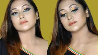 Saptami Makeup Look | Colourful EyeMakeup Tutorial #DurgaPujaSeries2020