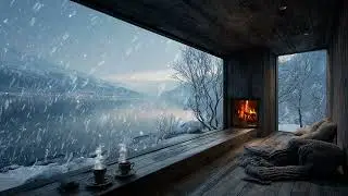 Vinterkveld i Norge: peisflammer, sn&oslash;fall og myk vind-ASMR som skaper perfekt ro for nattens s&oslash;vn