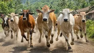 Herding dozens of cows out of the pen every morning,the original sound,goru hamba cow, sound cow 