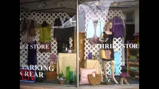 Thrift store window display