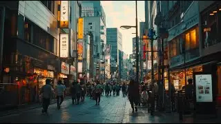 24 минуты вечерней прогулки по ЦЕНТРУ ТОКИО || Japanese vibe walking in TOKYO