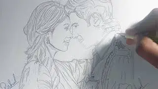 Sitaramam portrait drawing | how to draw Mrunal thakur and dulquer salmaan | Super Artisuahmǰ&igrave;