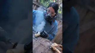 She's making arrowheads out of antlers and copper #diy #crafting #wilderness #backwoods #archery
