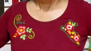 Bordemos al estilo ayacuchano un polito o remera: Motivo Mapa del Perú