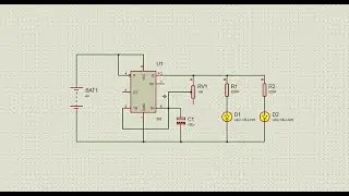 How to make dual led flashing circuit using 555 timer (Proteus 8)