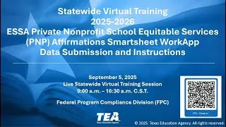 2025-26 ESSA PNP Equitable Services Affirmations Smartsheet WorkApp Data Submission Training