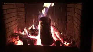 Fire in fireplace, one minute of burning fire