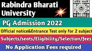 Rabindra Bharati University PG Admission 2022|Official notification|RBU MA admission 2022