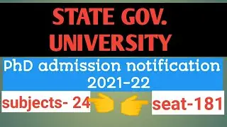 PhD admission notification 2021-22//phd application 2021-22 in state government university//