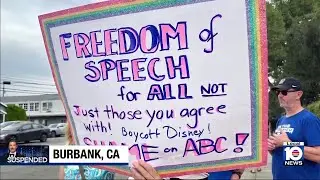 Outraged Jimmy Kimmel fans protest outside Disney&rsquo;s doors