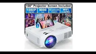 YOWHICK Mini Video Projector with 200'' Screen