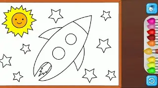 Coloring Rocket In The Space For Kids And Toddlers | Drawing Coloring Game From RV AppStudios