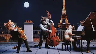 Midnight Jazz in Paris - Three Cats Owning the Night Streets