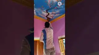 Asianpints colour aply # putty wall design apply # ceiling 3D Sky design# youtube short videos #art