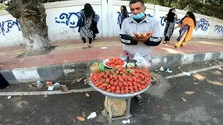 Amazing masala strawberry recipe || Extreme street food in Bangladesh