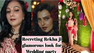 Wedding guest look/Recreate Rekha ji's ICONIC Style 💞#recreation #youtube #stylonitymakeuptutorial