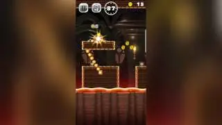 Super Mario Run (Android) World 3-4: Fire Bar Castle! Youch! - All 5 Purple Coins