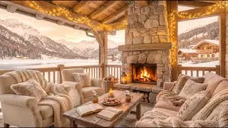 Morning Winter Porch Jazz & Fireplace 🎹 Piano for Work, Study & Relaxation ❄️