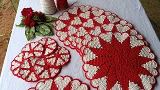 Fiz o sousplat coração com fio conduzido 😍venha ver comigo algumas informações!!!#crochet #croche 