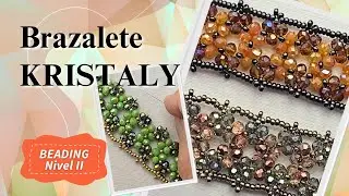 199- Brazalete Kristaly. #tutorial  de Beading Nivel II #beads #pulserashechasamano #brazalete #DIY