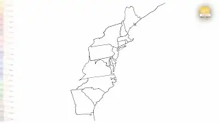 13 American colonies map drawing easy | Outline Art | How to draw 13 American colonies map simply