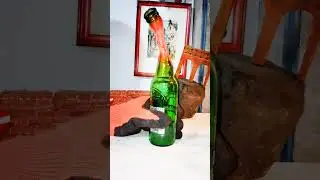 Fire vs glass (beer Heart) #shorts #artwork #satisfying #bottle #fire