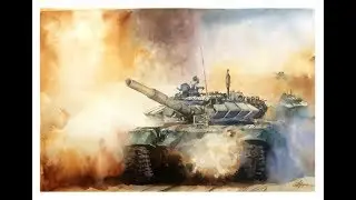 Wet On Wet Watercolour Painting | Tank | Smoke | Warm Colour | Army |Achintya Hazra