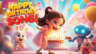 Happy Birthday Song for Kids 🎂 | Cute Cartoon Animals & Robot Party | Toddler Nursery Rhyme Fun