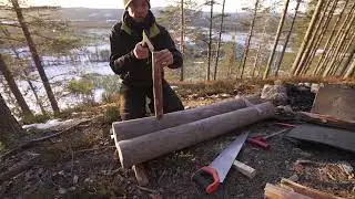 Bushcrafting a Forest Bench - No Nails or Screws, Just Wood Joints