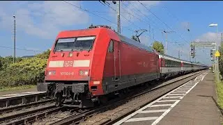 Bahnverkehr mit Gleiswechsel auf der Rheintalbahn in Herbolzheim 