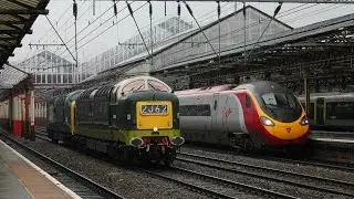 BR D9009 & 55019 passing Crewe on 0Z19 Castleton to Barrow Hill 27/11/2014