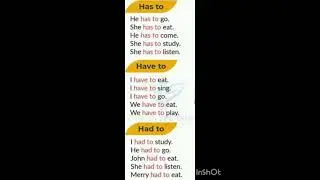 have to, has to, had to #uses# English grammar #study #sentences#basic English