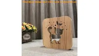 Slide 3D Cat Shadow Wooden Night Light Carved Wooden Bedside Lamp Kids Baby Night Lamp for Relaxing