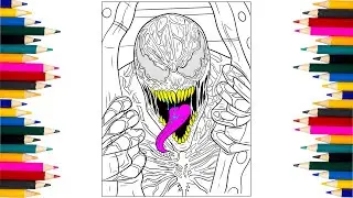 New Venom Markers and Pencils Coloring Page Red and Purple Suit!