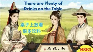 HSK3 Podcast #43| There Are Many Drinks on the Table 桌子上放着很多饮料 | Learn Chinese Listening Practice