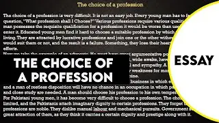 The Choice of a Profession Essay | Essay on the  choice of a profession