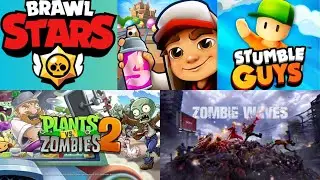 Brawl Stars, Subway Surfers, Stumble Guys, PvsZ2, ZombieWaves | 1 Hour No Commentary Gameplay Vol. 2